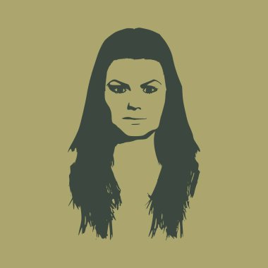 Bir kadın baş silüeti. Yüz Önden Görünüm.