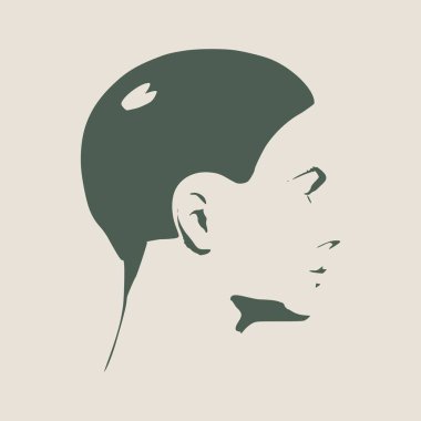 Bir kadın baş silüeti. Yüz yan görünüm.