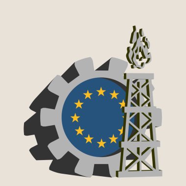 Dişli simgesiyle AB bayrağının dokulu gaz teçhizat basit,