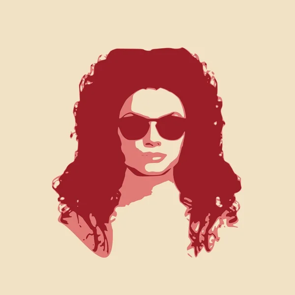 Retrato de mujer hermosa en gafas de sol negras . — Vector de stock