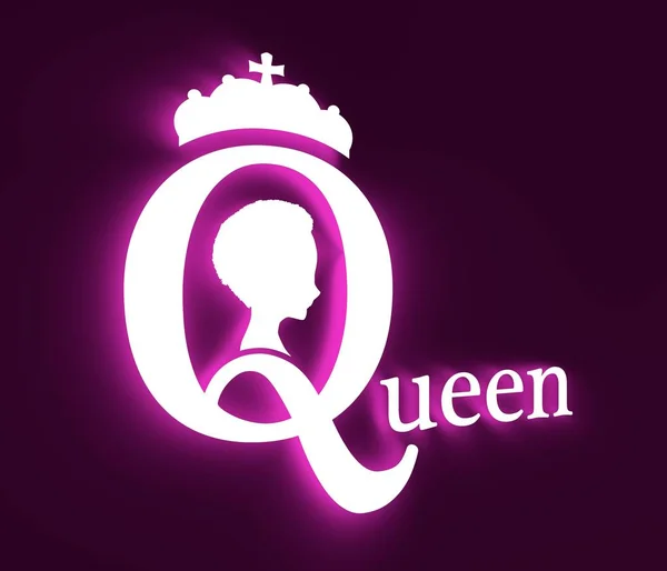 Vintage Queen Silhouette. Mittelalterliches Königinnenprofil — Stockfoto