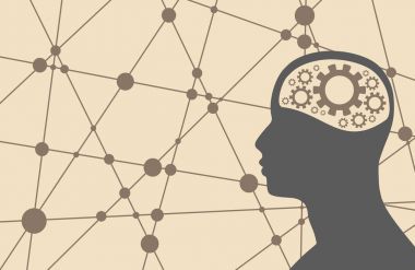 Silueti bir kafa dişli ile mans.