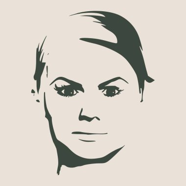 Bir kadın baş silüeti. Yüz Önden Görünüm.