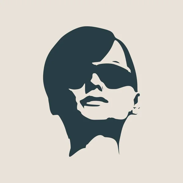 Siyah güneş gözlüklü güzel bir kadının portresi. — Stok Vektör
