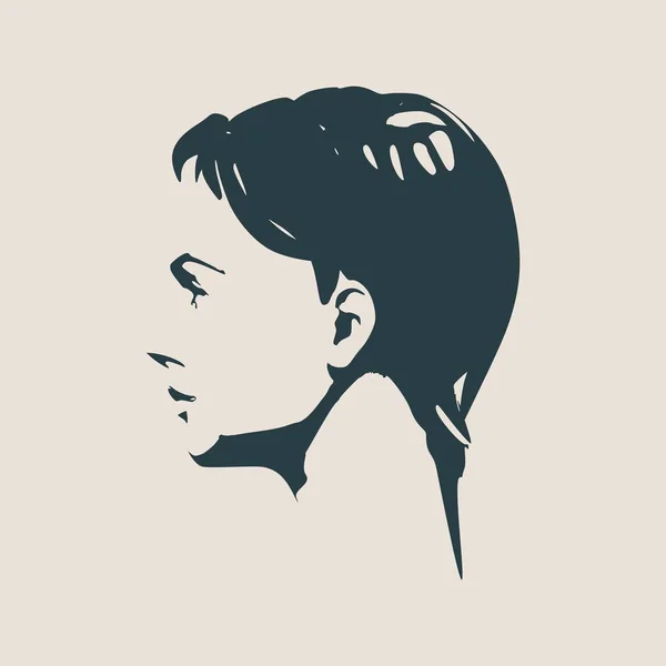 Silhouette d'une tête de femme. Face vue latérale . — Image vectorielle