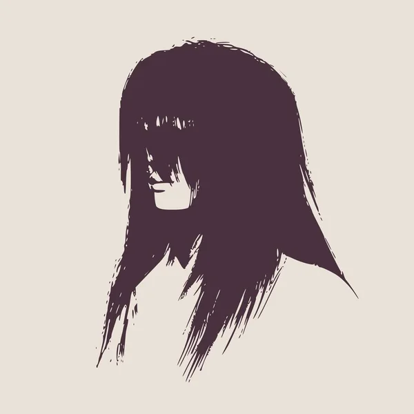 Silhouette d'une tête de femme. Visage demi-tour . — Image vectorielle