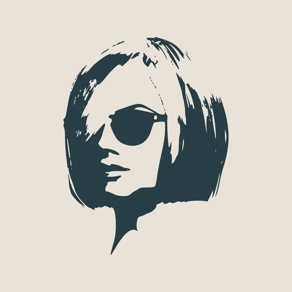 Porträtt av vacker kvinna i svarta solglasögon. — Stock vektor