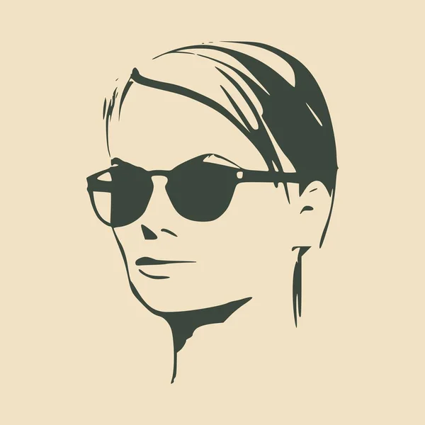 Gyönyörű nő portréja fekete napszemüvegben.. — Stock Vector