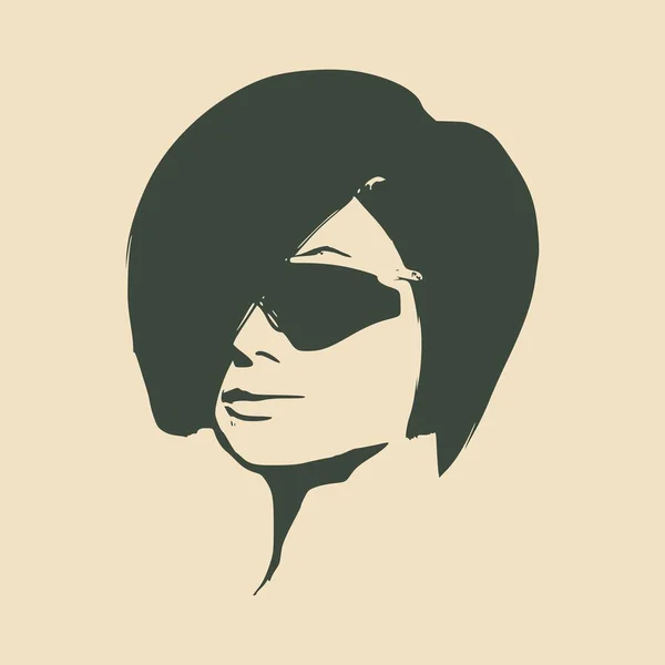 Портрет красивой женщины в черных солнечных очках . — стоковый вектор
