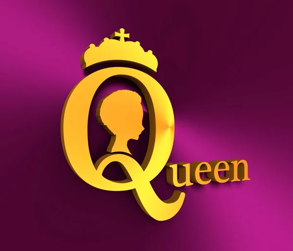Vintage koningin silhouet. Middeleeuwse koningin profiel — Stockfoto