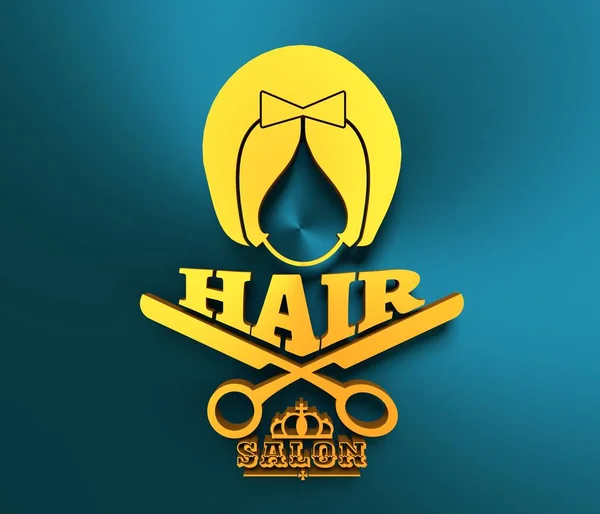 Silhouette eines Mädchens im Retro-Stil Haare. Emblem des Schönheitssalons — Stockfoto