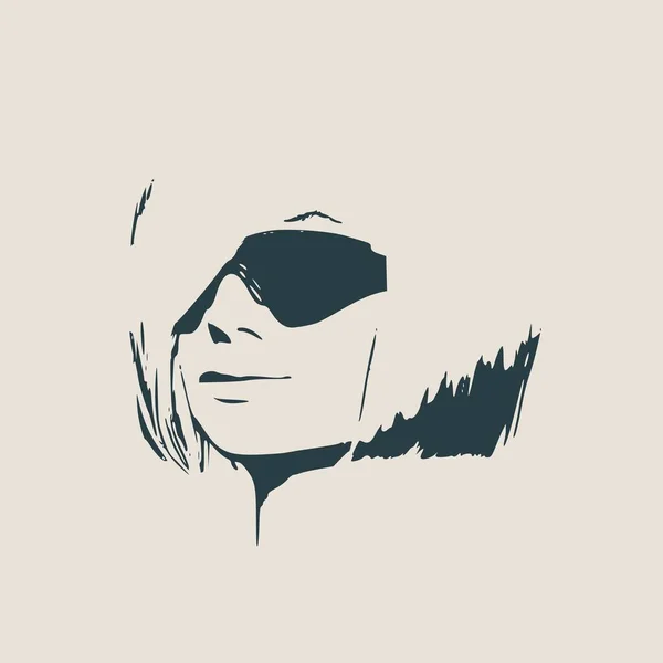 Portrait de belle femme en lunettes de soleil noires . — Image vectorielle