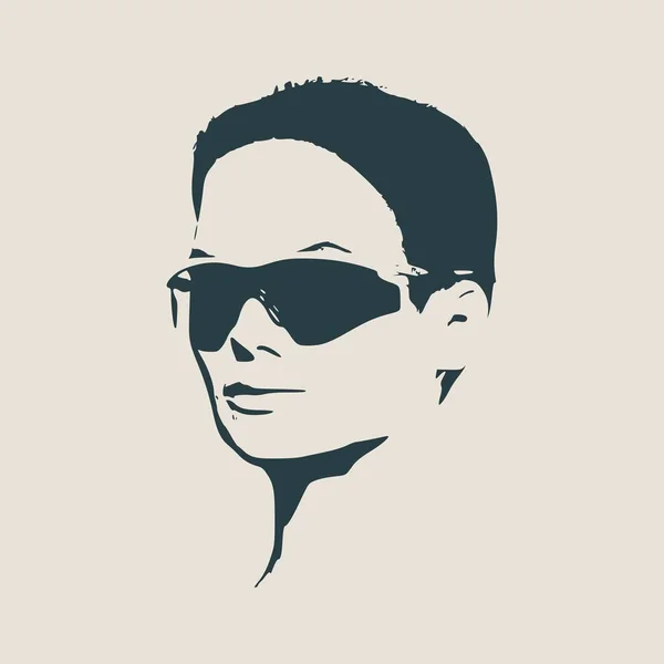 Porträt einer schönen Frau mit schwarzer Sonnenbrille. — Stockvektor