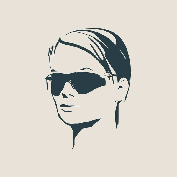 Retrato de mulher bonita em óculos de sol pretos . —  Vetores de Stock