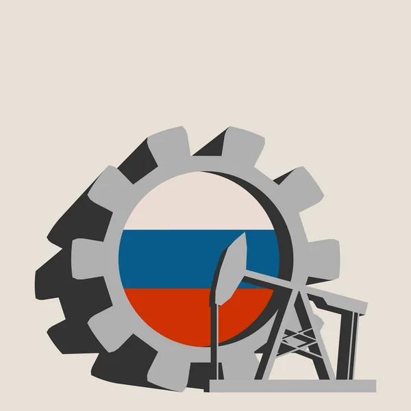 Engrenagem com bomba de óleo texturizada pela bandeira da Rússia —  Vetores de Stock