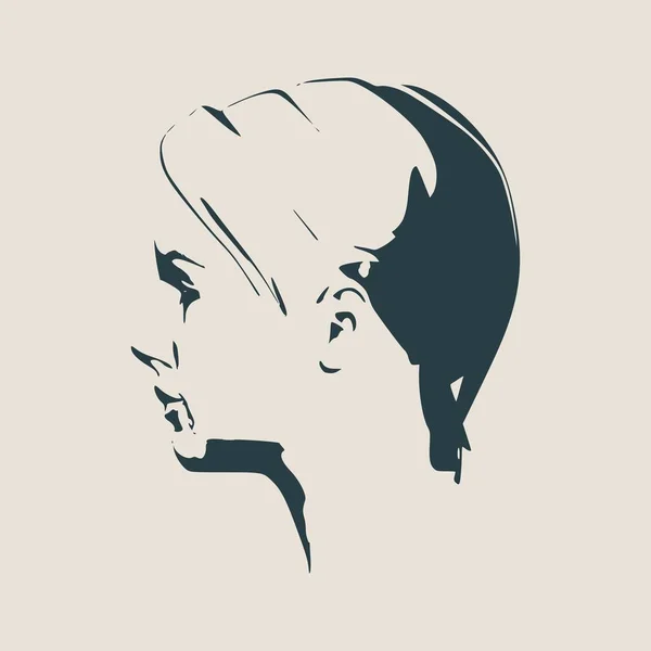 Silhouette d'une tête de femme. Face vue latérale . — Image vectorielle