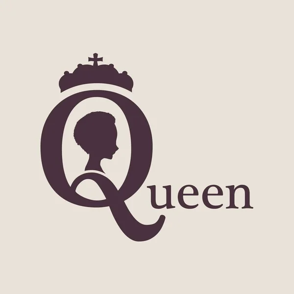 Vintage queen siluett. Medeltida drottning profil — Stock vektor