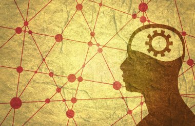 Silueti bir kafa dişli ile mans.