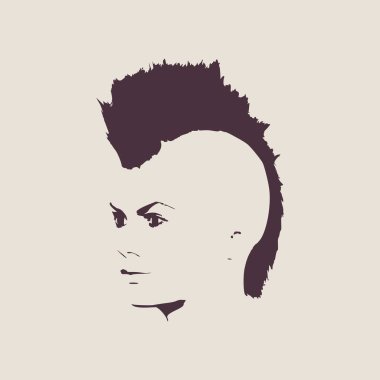 Kadın kafasının silueti. Yüzünü yarım döndür.