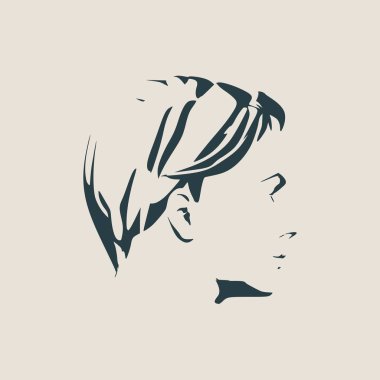 Bir kadın baş silüeti. Yüz yan görünüm.