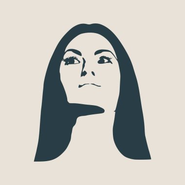 Bir kadın baş silüeti. Yüz Önden Görünüm.