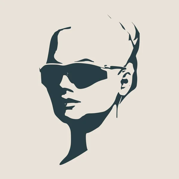 Porträtt av vacker kvinna i svarta solglasögon. — Stock vektor