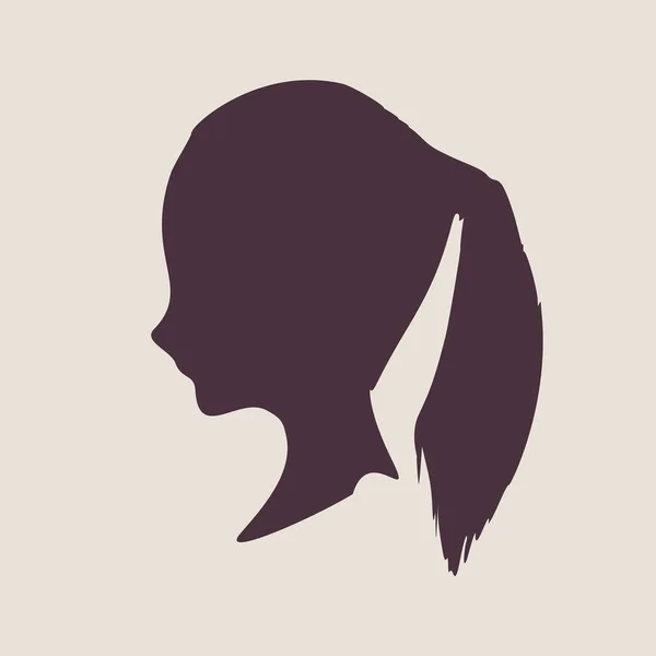 Little Girl Profile Silhouette. — Stock Vector