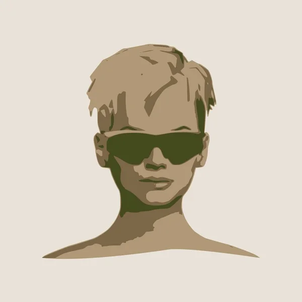 Portrait de belle femme en lunettes de soleil noires . — Image vectorielle