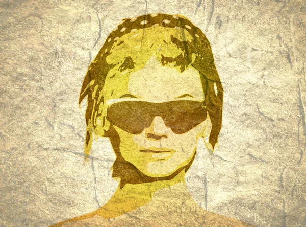 Porträtt av vacker kvinna i svarta solglasögon. — Stockfoto