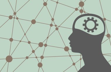 Silueti bir kafa dişli ile mans.