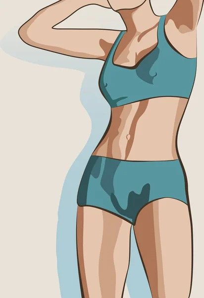 Menina de fitness sexy bonita. Ilustração vetorial — Vetor de Stock