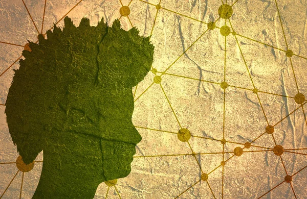 Perfil de la cabeza de un hombre. Plantilla de folleto — Foto de Stock