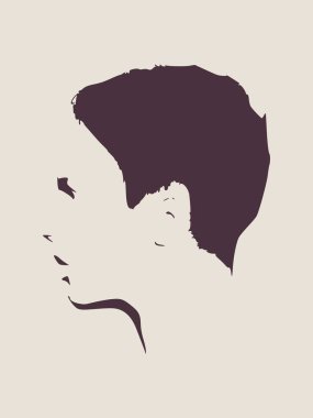 Bir kadın baş silüeti. Yüz yan görünüm.