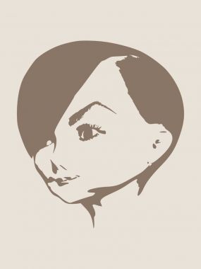 Küçük kız yarım dönüş görünümü siluet.