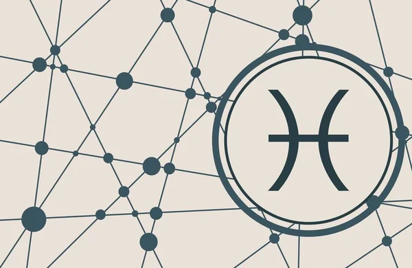Symbole du zodiaque en cercle sur fond de géométrie — Image vectorielle