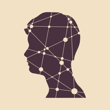 Bir adamın kafasının profili. Broşür şablonu