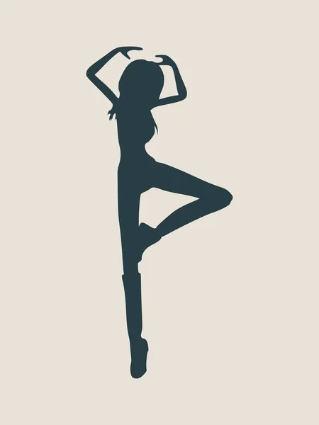 Silhouet van een dansend meisje — Stockvector