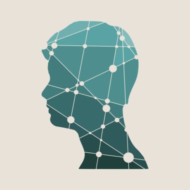 Bir adamın kafasının profili. Broşür şablonu