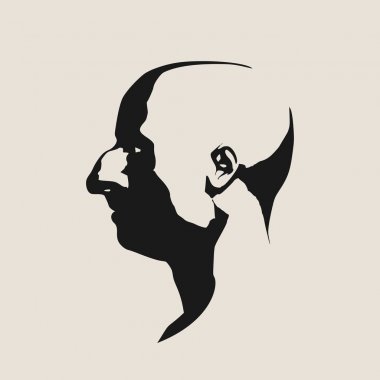 İnsan avatar profili görünümü. Erkek yüzü silueti