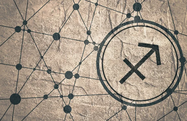 Symbol zodiaku w kółko na tle geometrii — Zdjęcie stockowe