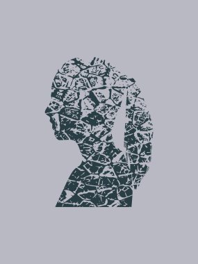 Bir kadın baş silüeti. Yüz yan görünüm.