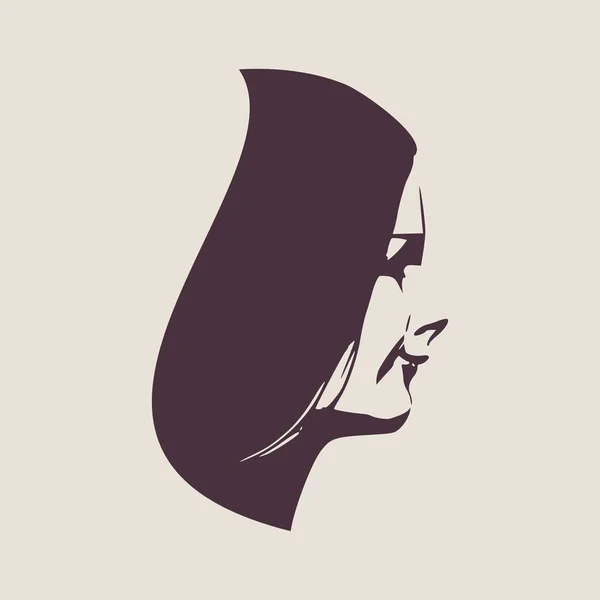 Silhouet van een vrouwelijke hoofd. Gezicht zijaanzicht. — Stockvector