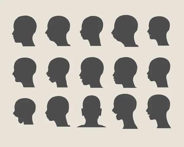 Коллекция силуэтов головы человека — стоковый вектор