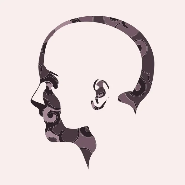 女性の頭のシルエット。顔の側面図. — ストックベクタ