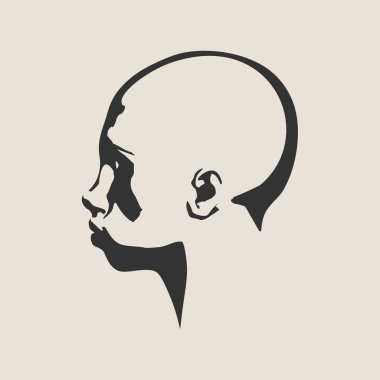 Bir kadın baş silüeti. Yüz yan görünüm.