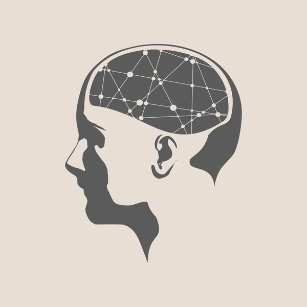 脳は女性の頭部のイラスト — ストックベクタ