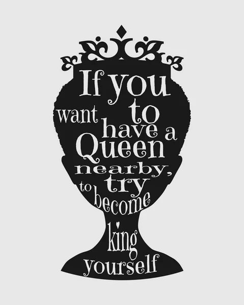 Vintage queen siluett. Motivation citat — Stock vektor