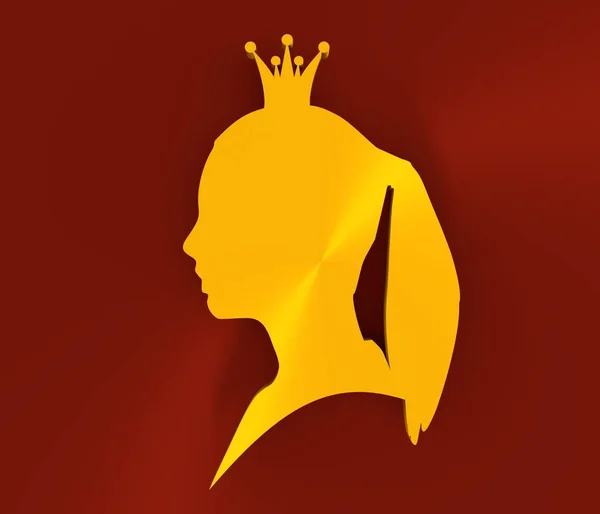 Golden silhouette of princess or queen — Stock Photo, Image