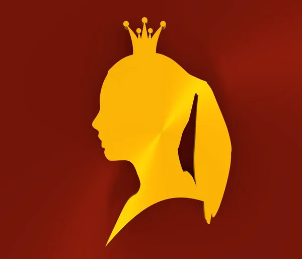 Golden silhouette of princess or queen