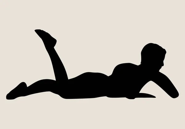 Mujer acostada en el suelo aislada — Archivo Imágenes Vectoriales